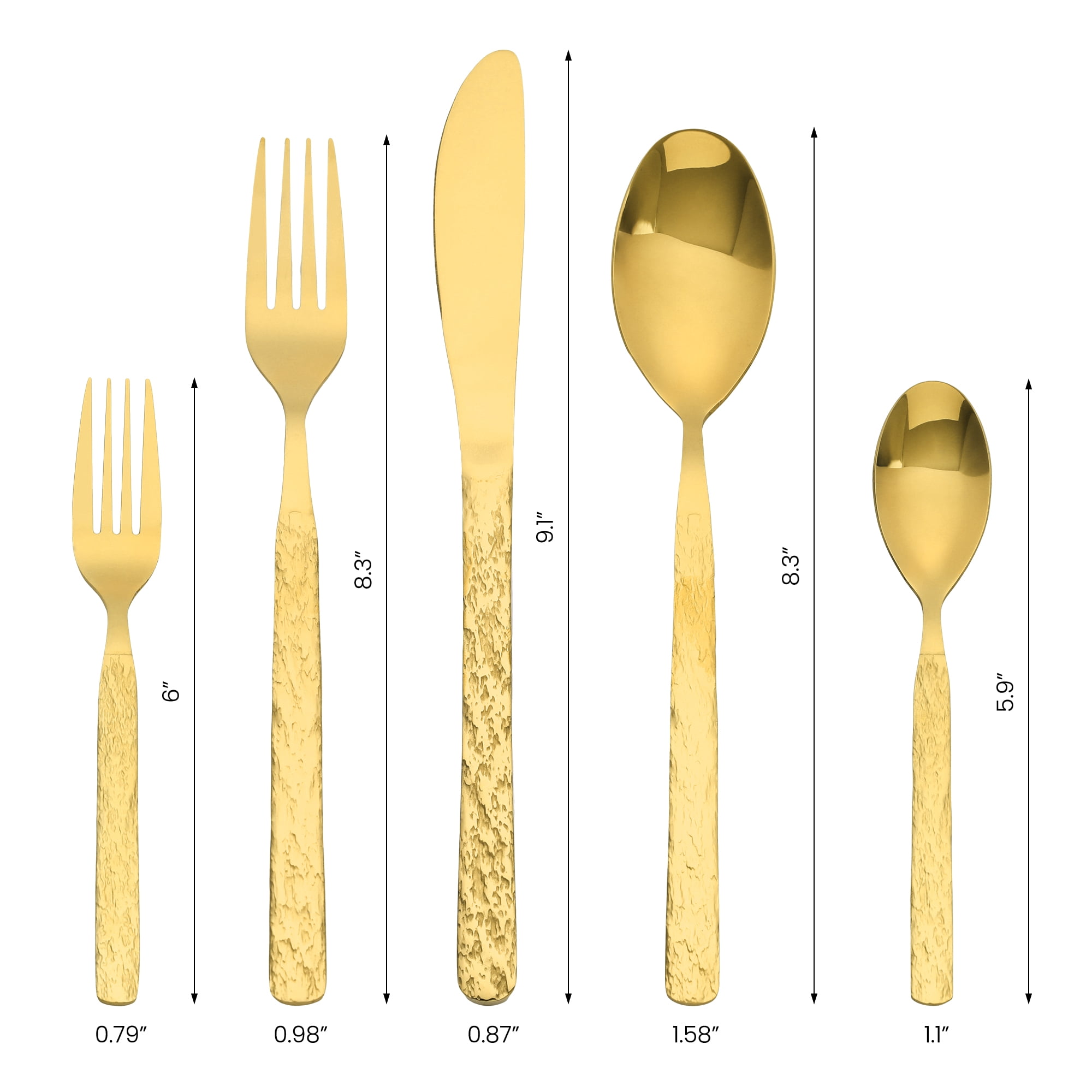 Unique Bargains Stainless Steel Mirror Polished Flatware Set for Kitchen Gold 30pcs