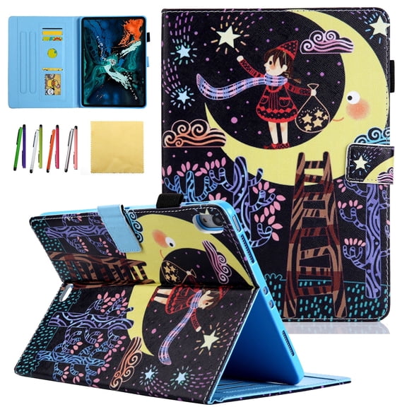 New iPad Pro 11" 2018 Case - Allytech Premium PU Leather Stand Smart Case with Auto Wake/Sleep Function & Card Slots for Apple iPad Pro 11 inch 2018 Model Tablet, Star & Girl