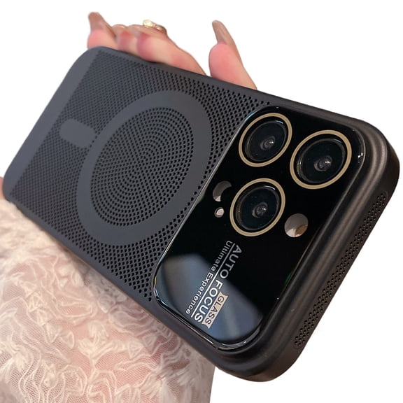 Cover for iPhone 13 Pro, Compatible with MagSafe Case,Hybrid Shockproof Heat Dissipation Breathable Case with Camera Lens Full Cover Protector Cover, black