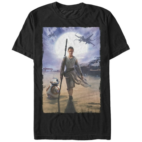 Men's Star Wars The Force Awakens Rey on Jakku Graphic Tee Black 3X Large