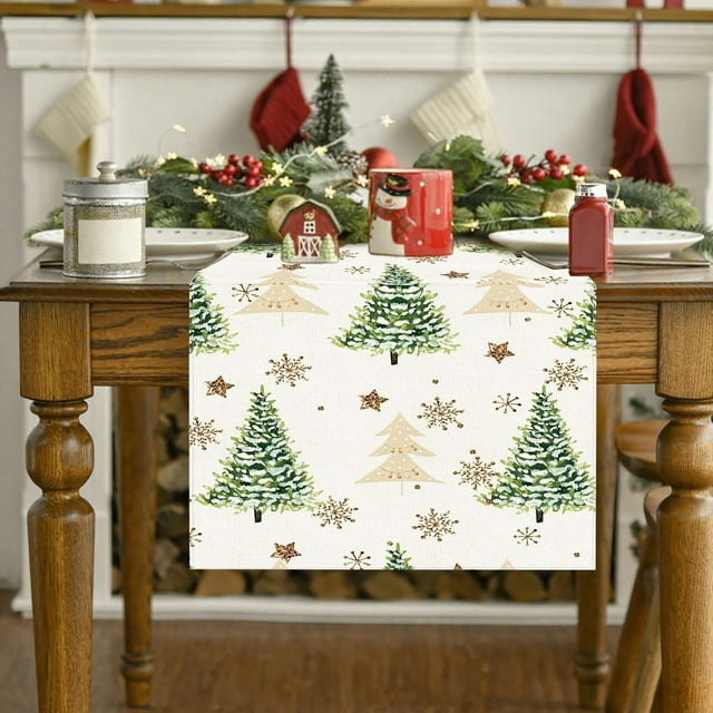 Rewenti Christmas Decorations 13X72 Inch Christmas Table Runner for Kitchen Decoration Dinner Christmas Holiday Birthday Party Table Home Decor