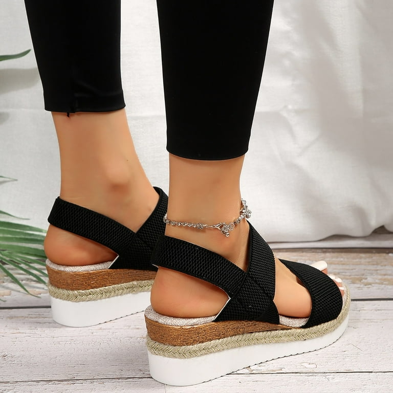 Sandale Femme KAQ Navy Blue Orthopedic Wedge Sandals For Women