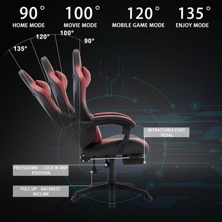 OHAHO Gaming Chair Office Chair High Back Computer Chair Leather Desk Chair Racing Executive Ergonomic Adjustable Swivel Task Chair with Headrest and Lumbar Support Red Walmart