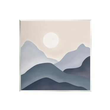 Stupell Industries Towering Mountain Peaks Abstract Shining Moon Sun Graphic Art Unframed Art Print Wall Art, Design by JJ Design House LLC