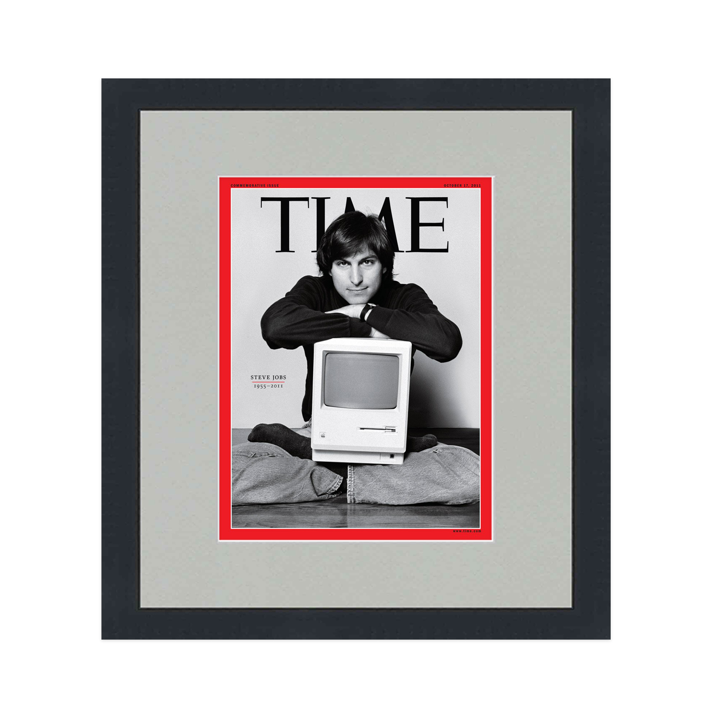 Time Magazine Display Frame - Complete with Acrylic, Backing, and Grey Mat - Fits Any Magazine 
