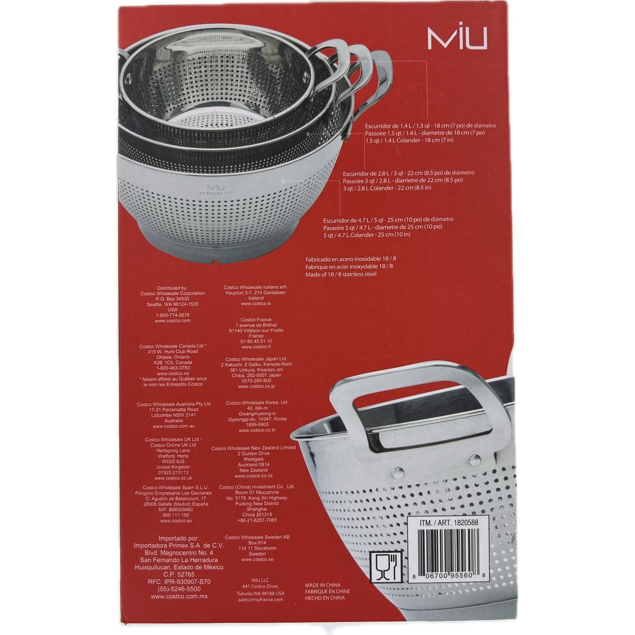 MIU Stainless Steel Colanders, Set of 3
