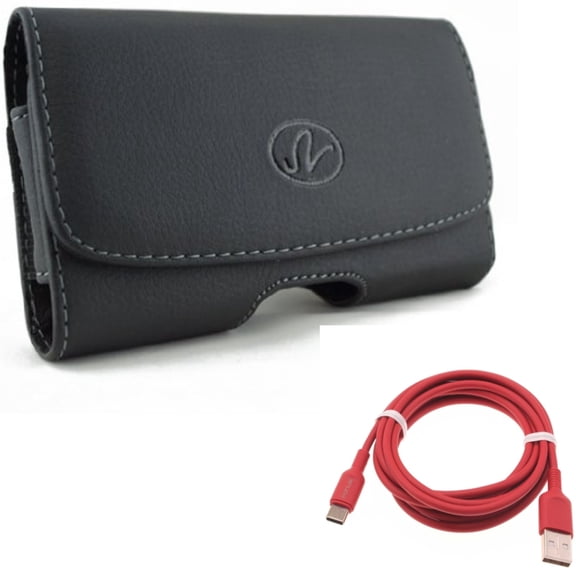 Case Belt Clip w 6ft USB-C Cable for Samsung Galaxy S22 Plus,S21,S21 Plus,S21 S20 Plus,S20 Fan Edition,Fan FE 5G - Leather Swivel Holster, Red Charger Cord Power