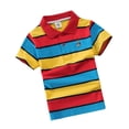 thumbnail image 4 of Boys Girls Polo Short Sleeve Shirt Stripes Button and Cotton Soft Comfortable Casual Spring and Summer Tops Kids Clothing Orange 7-8 Years, 4 of 5