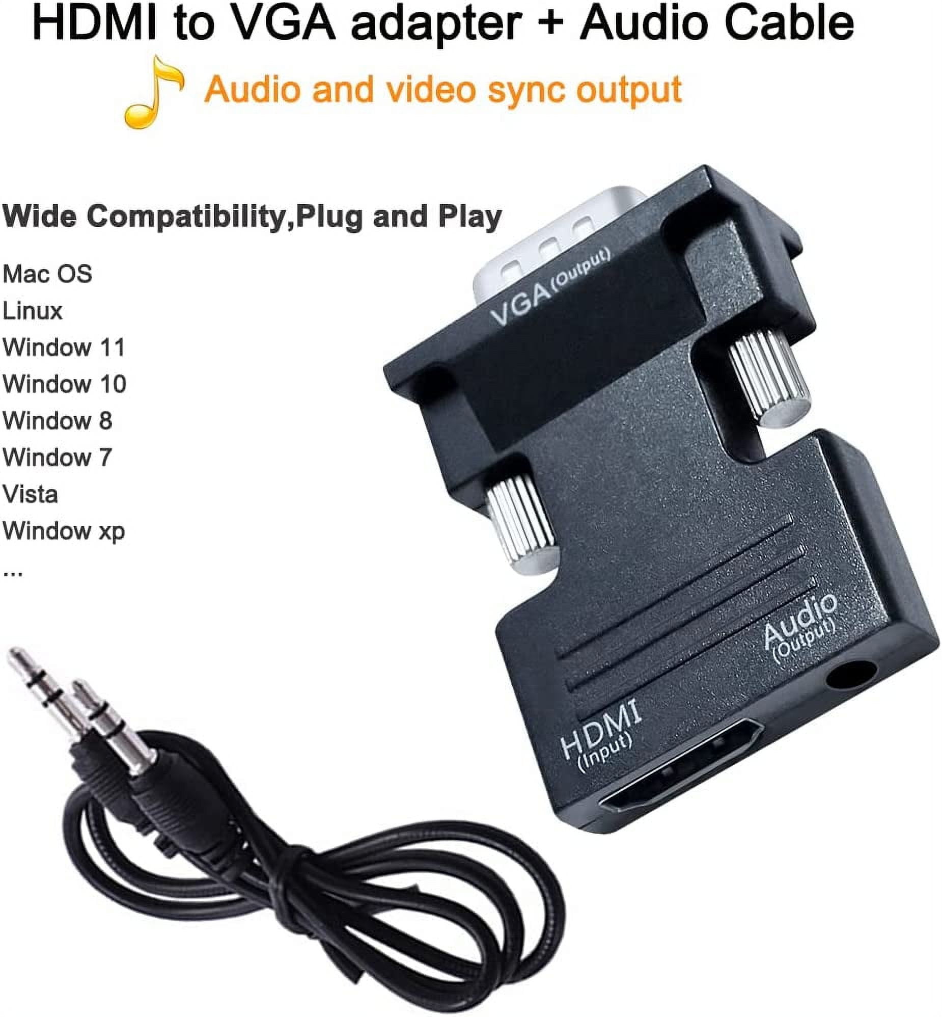 Adaptateur HDMI mâle vers VGA F + Audio jack3.5 mm - 15 cm