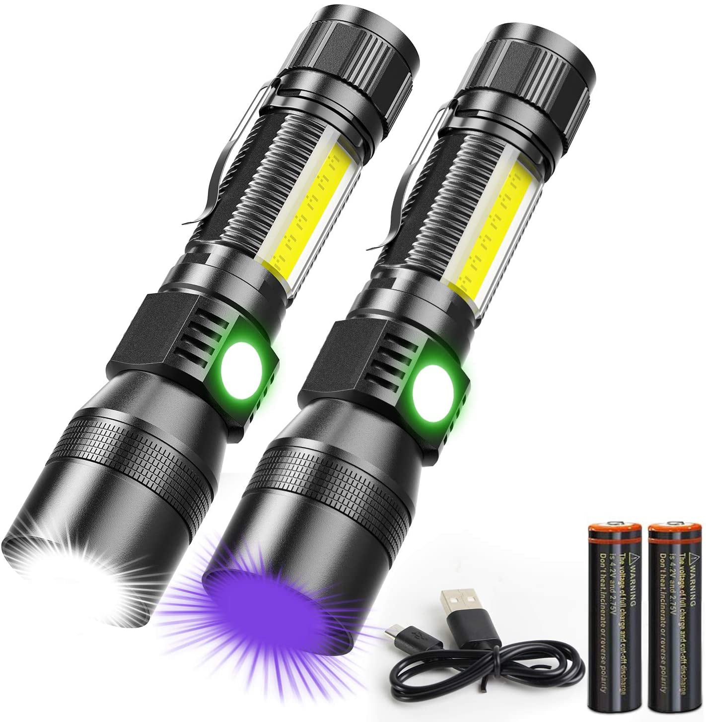 Tactical Handheld Flashlight 2 in 1 UV Black Light LED Urine Detector foSpot 