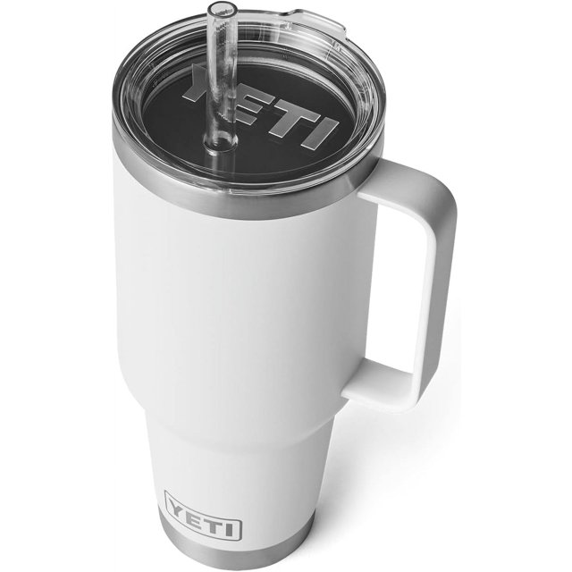 YETI Rambler Tasse à Paille 42 oz, Isolée sous Vide, Acier Inoxydable, Blanc