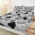 thumbnail image 4 of Castle Fairy Mono Camo Shark Tile Bed Sheets 4-Piece,Shark Silhouette Gray Blot Camo Seamless Print Full Size Sheets,Ash Black,1 Fitted Sheet,1 Flat Sheet and 2 Pillowcases, 4 of 6