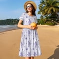 thumbnail image 4 of Disketp Bouquet and Lavender Flowers para Vestido de Manga Corta para Mujeres, Vestidos de Verano para Mujeres, Casual y Holgado para la Playa, 4 of 6