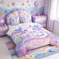 thumbnail image 2 of Manfei Watercolor Axolotl Pattern 7-Piece King Bedding,3D Print Salamander King Bed in a Bag,Colorful Stars Reversible, 2 of 7