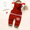 thumbnail image 2 of KIDSCOOL SPACE Baby Denim Overall,Hooded Little Kid Jean Jumper,Red,3-4 Years, 2 of 3