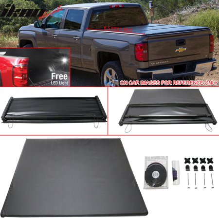 Fits 07 13 Silverado Gmc Sierra 6 5 Feet Bed Tri Fold Soft Tonneau Cover Black Walmart Com
