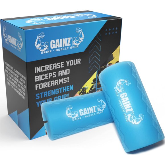 Gainz - Adaptateurs de Musculation Barre Épaisse Haltère/haltère - Grow Bigger Biceps - Entraînement, Musculation (Ensemble de 2) (Bleu)