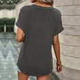 thumbnail image 7 of ClodeEU Women's V Neck Short Sleeve Button Top ,Solid Color Casual Loose Blouse Dark Gray,Womens Plus L, 7 of 7