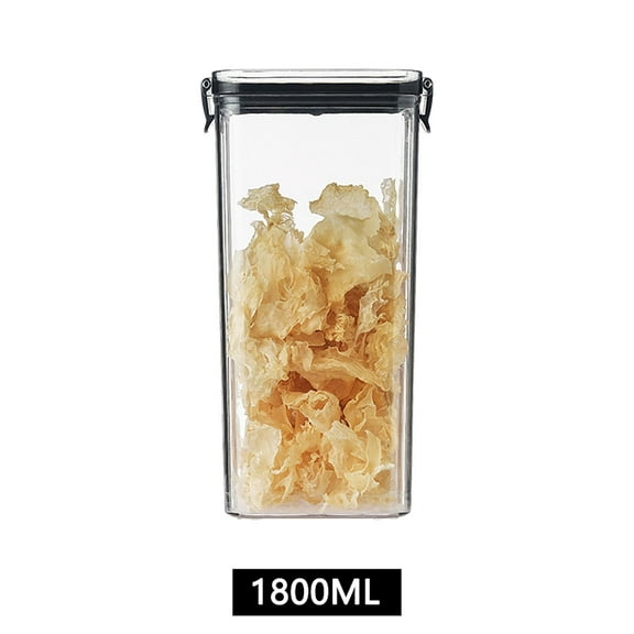 Square Transparent Airtight Jar Food Storage Container for Kitchen Grain Snack Dried Fruit Keep Fresh, D