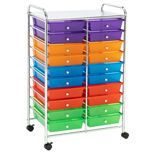 Storage Cart, Rolling Cart with 20 Drawers Utility Cart Organizer for School Office Home Beauty