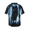 thumbnail image 2 of Xecao offers the Night Scene of Wolves for Men's Casual Short-sleeved Shirt, a button-up collared shirt with a pocket, perfect for beach vacations and yacht travel in the X-Large size., 2 of 7