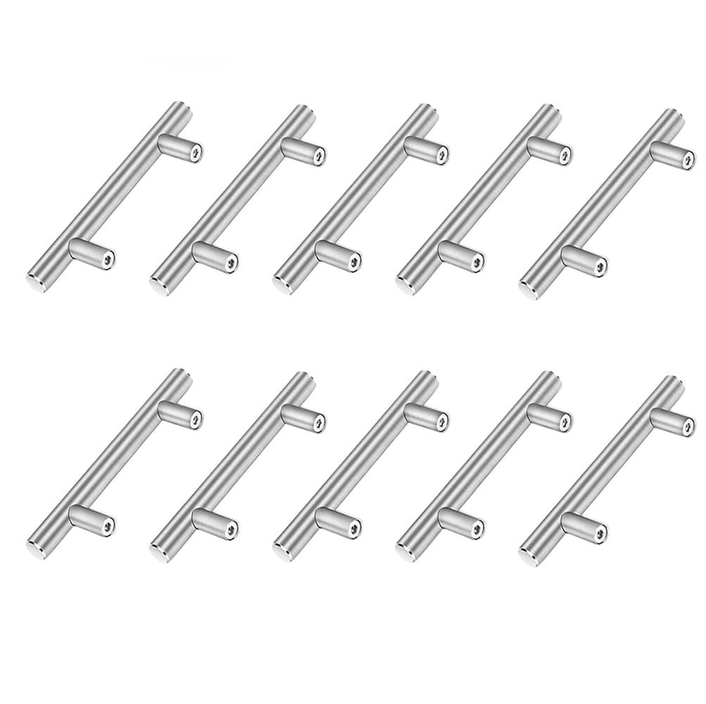 10Pack Silver Pulls Kitchen Hardware Drawer Pulls Knobs T Bar