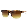 thumbnail image 2 of Mens Half Rim Flat Top Rectangle Horn Rim Hipster Sunglasses Tortoise - Brown, 2 of 4