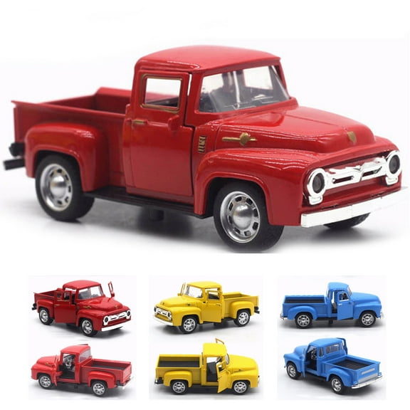 Vintage Red Truck Christmas Decor ,Farmhouse Metal Trucks Planter, Decorative Americana Tabletop Storage ,Patriotic Table Centerpiece Decorations