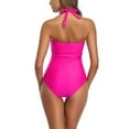 thumbnail image 5 of Leey-World Tummy Control Swimsuits for Women Slimming One Piece Bathing Suit Ruched Push up Padded Swimwear Pink,S, 5 of 5