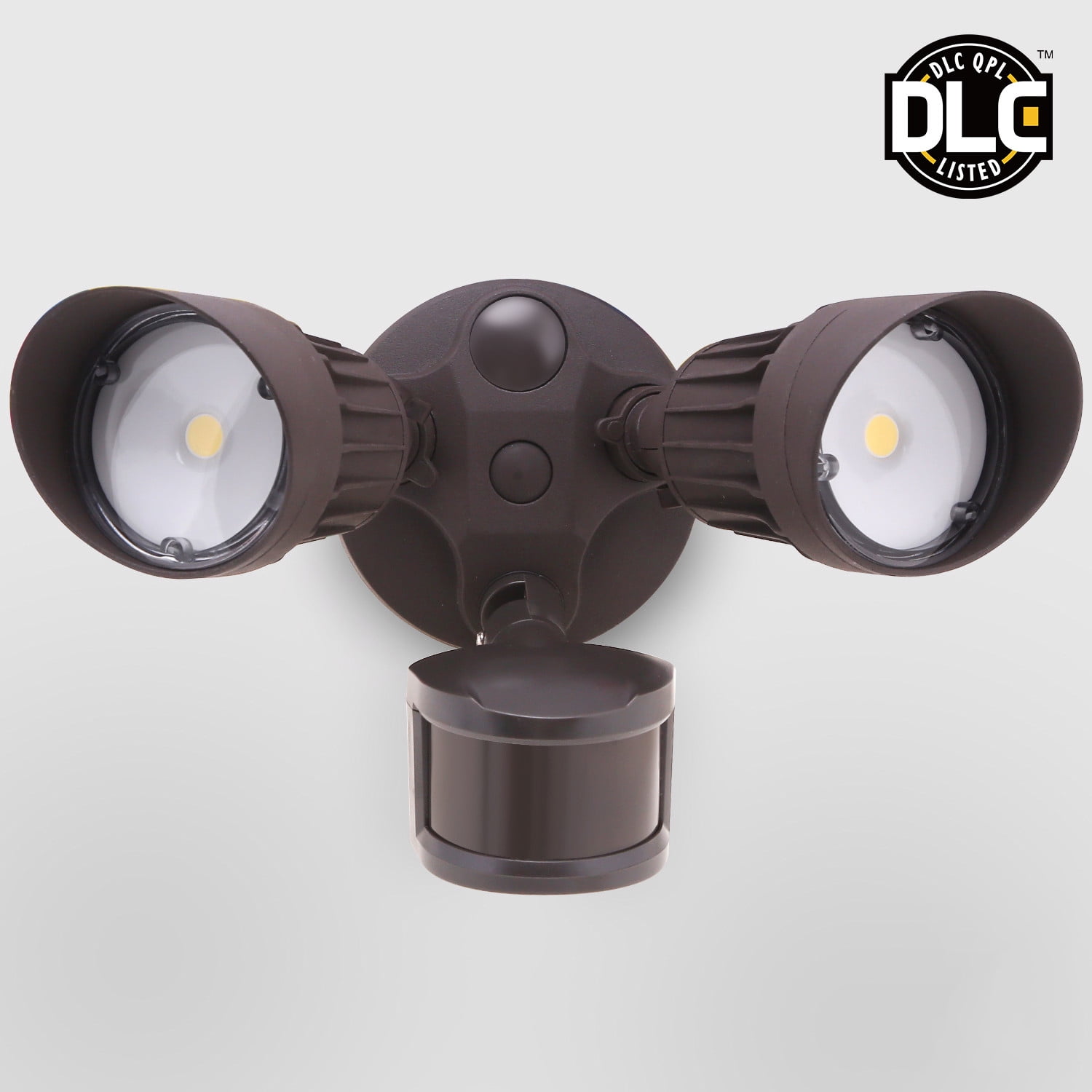 Two Head Motion Activated Led Outdoor Security Light Photo Sensor 20w 120w Equivalent 3 Work Modes Dlc Listed 1600lm Floodlight For Entryways