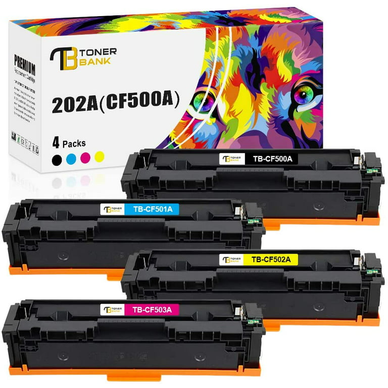 202A Toner Cartridges Compatible for HP 202A CF500A 202X CF500X HP Color LaserJet Pro MFP M281fdw M254dw M281cdw M281fdn M281 CF501A CF502A CF503A Printer Ink (Black Cyan Magenta, 4-Pack) -