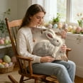 thumbnail image 5 of SLYNSHome Easter Throw Pillow Covers 18x18 Inch Spring Bunny Pillow Covers Embroidery Rabbit Floral Cushion Case for Home Sofa Living Room, 5 of 7