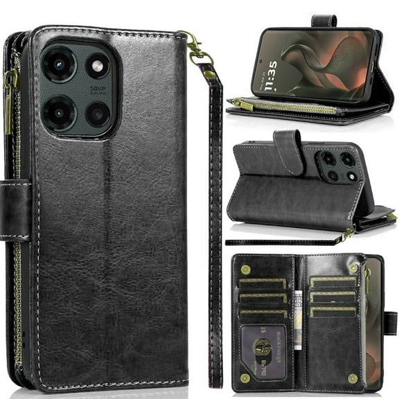 For Motorola Edge 2025 Case Luxury Phone Wallet Card ID Zipper Money Holder