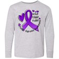 thumbnail image 3 of Inktastic Love, Care, Cure Cystic Fibrosis Awareness Purple Ribbon Long Sleeve Youth T-Shirt, 3 of 5