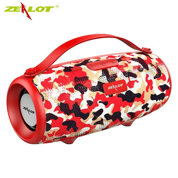 ZEALOT S34 Red Camouflage Portable Wireless Hifi Speaker Bluetooth Speaker Subwoofer Speakers with Mic Support TF Card,AUX,USB Flash Drive.