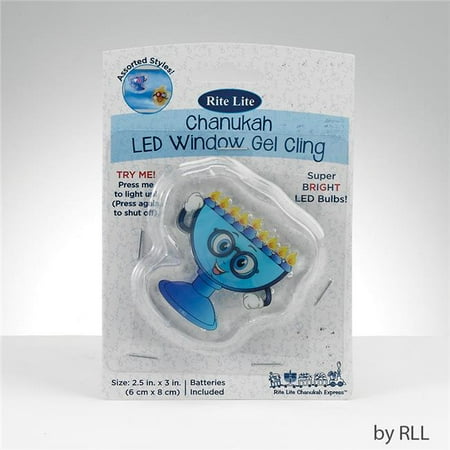 Rite Lite B-HL-12-M Chanukah Led Gel Cling Menorah Design, Carded - 3.5 in.