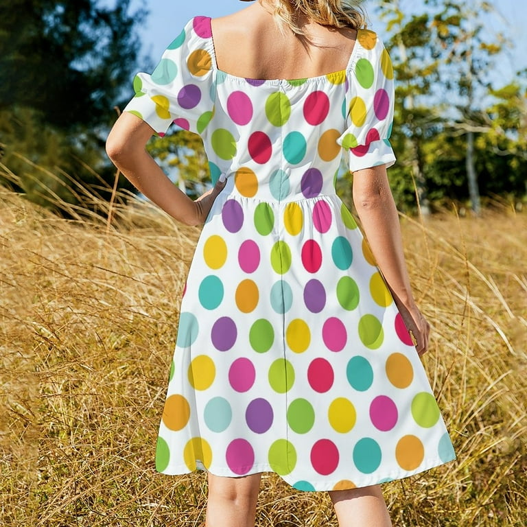 Multicolored Polka Dots Sleeveless Dress summer dresses women 2024 loose women s dress Woman s evening dress clothes for women Walmart