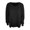 thumbnail image 4 of Black Casual Tops For Women Trendy, Cotton Shirts For Women Loose Fit, Womens Shirts Trendy, Womens Fashion Tops, Athletic Tops, Women's Autumn/Winter V Neck Solid Long Sleeve Top Knit, 4 of 4