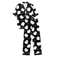 thumbnail image 6 of Puliio Halloween Women's Pajama Sets Pjs Ghost Print Summer Collared Short Sleeve Shirt and Pants Breathable Loungewear Set for Home Wear Sleepwear, 6 of 7