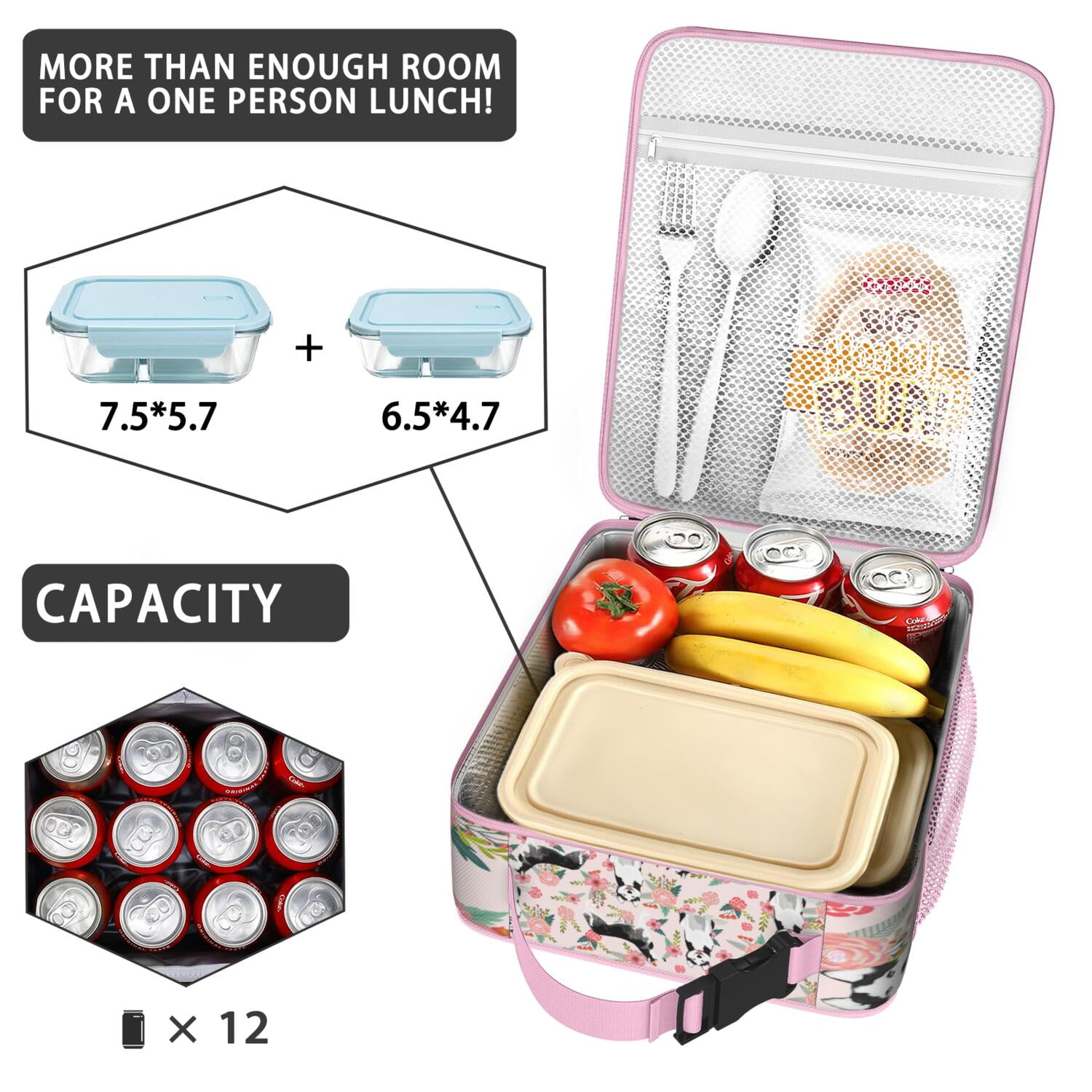 Cartoon Puppy Pattern Lunch Tote Bag, Insulated Waterproof Bento Box with Adorable Dog Print, Durable and Spacious Cooler for Work, Gym, Picnic, Travel