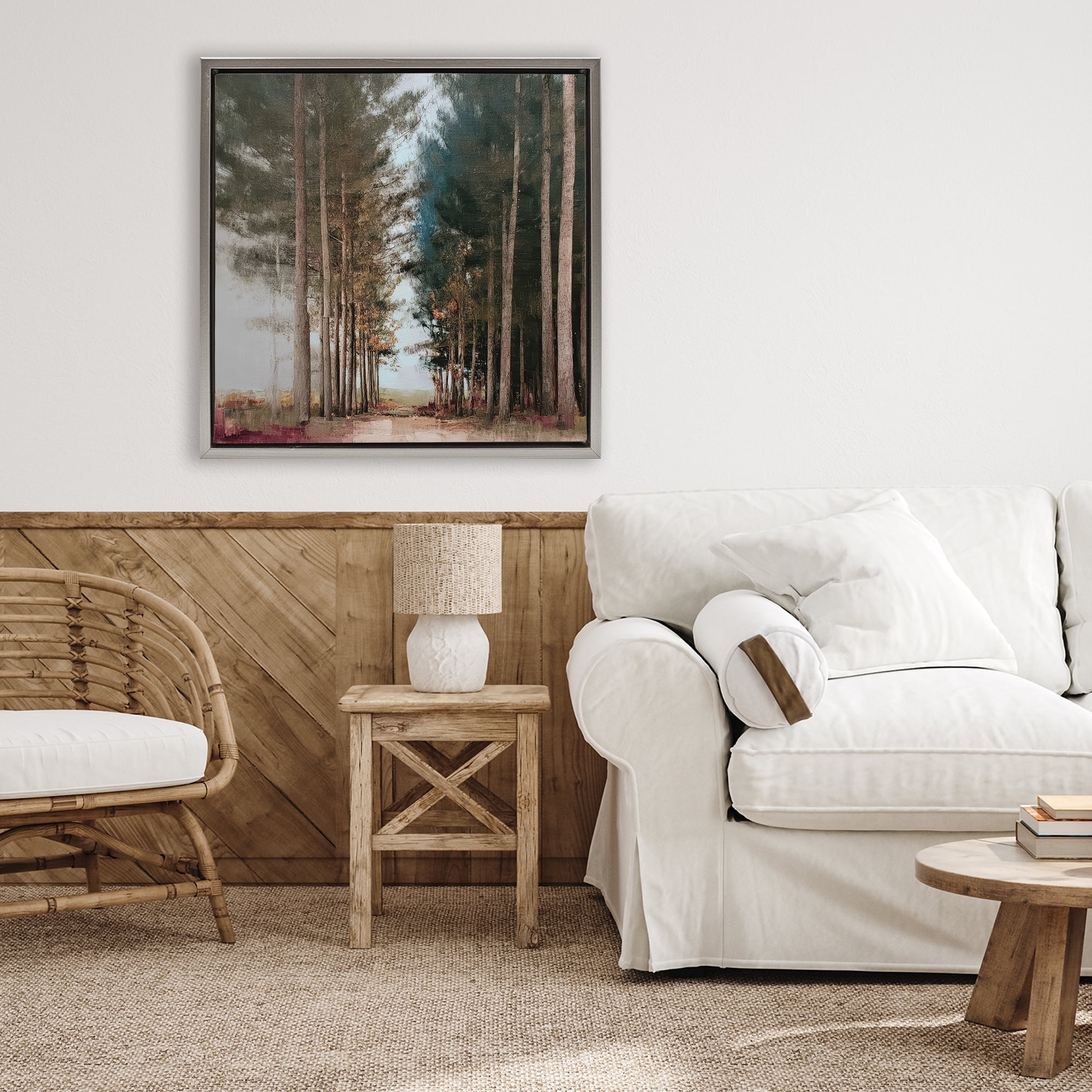 Stupell Industries Tall Trees Pathway Gray Framed Floater Canvas Wall Art, design by Kim Curinga