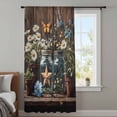thumbnail image 4 of Flowers Floral Sheer Curtains 63 Inches Long, Western Texas Star Farmhouse Brown Lodge Light Filering Curtains, Breathable Simi Curtain Privacy Drapes for Living Room Bedroom Window Treatment, 4 of 9