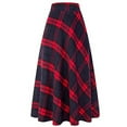 thumbnail image 2 of Inkach Womens High Elastic Waist Maxi A-Line Plaid Winter Warm Flare Long Ankle Skirt, 2 of 3