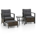thumbnail image 4 of Gymax Set of 5 Furniture Set Rattan Chairs & Ottomans w/ Glass Topped Coffee Table Patio Gray, 4 of 4