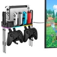 thumbnail image 1 of Soporte de pared RGB para Switch con cargador Joy-Cons, soporte para Switch / OLED con 15 modos de iluminación, cargador para 4 mandos, 2 puertos USB y 10 ranuras para tarjetas, 1 of 7