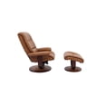 thumbnail image 3 of Pemberley Row Top Grain Leather Brown Reclining Swivel Chair with Ottoman Rectangular 34"W x 38"D x 42"H Unassembled, 3 of 7