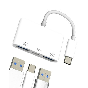 USB C OTG Splitter Dual USB Female to Type C Male Adapter(3in1)Charger Cable for Apple MacBook Thunderbolt Converter for iPhone 16 15 Pro Max Car Connector for iPad Compatible for Samsung USB-A Drive