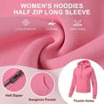 thumbnail image 3 of Xidunhg Women's Hoodies Half Zip Long Sleeve Fleece Lined Crop Pullover Sweatshirts with Pockets Thumb Hole Pink 2XL, 3 of 10