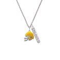 thumbnail image 2 of Delight Jewelry Silvertone Small Yellow Football Helmet Silvertone Balance Bar Charm Necklace, 23", 2 of 4