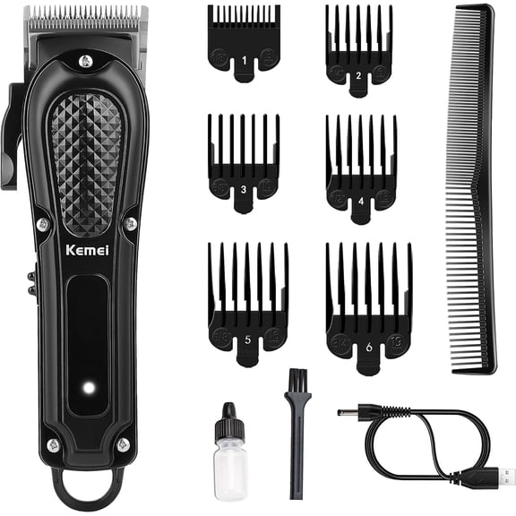 KEMEI Cordless Hair Clippers for Men – Smooth Cut, No Pull, Quiet Motor for Home Use